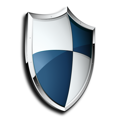 blue and white shield logo